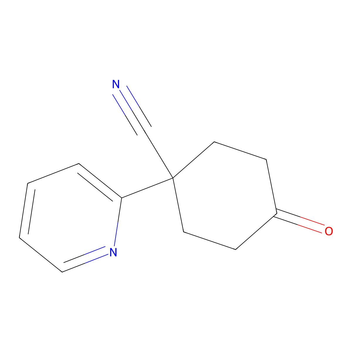 4-Oxo-1-(2-pyridinyl)cyclohexanecarbonitrile molecular structure, CAS 80139-11-3