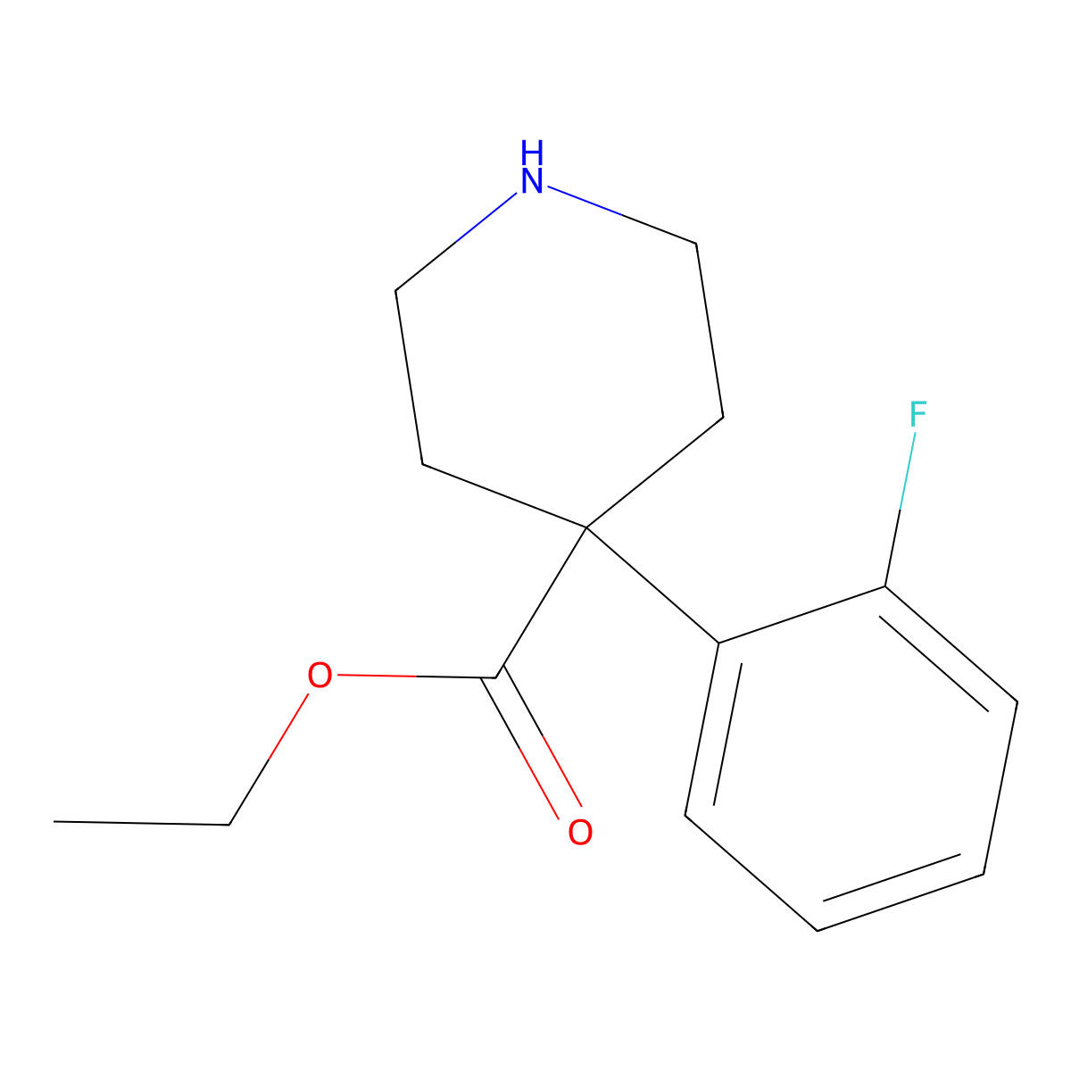 4-(2-Fluorophenyl)-4-piperidinecarboxylic acid ethyl ester molecular structure, CAS 80142-03-6