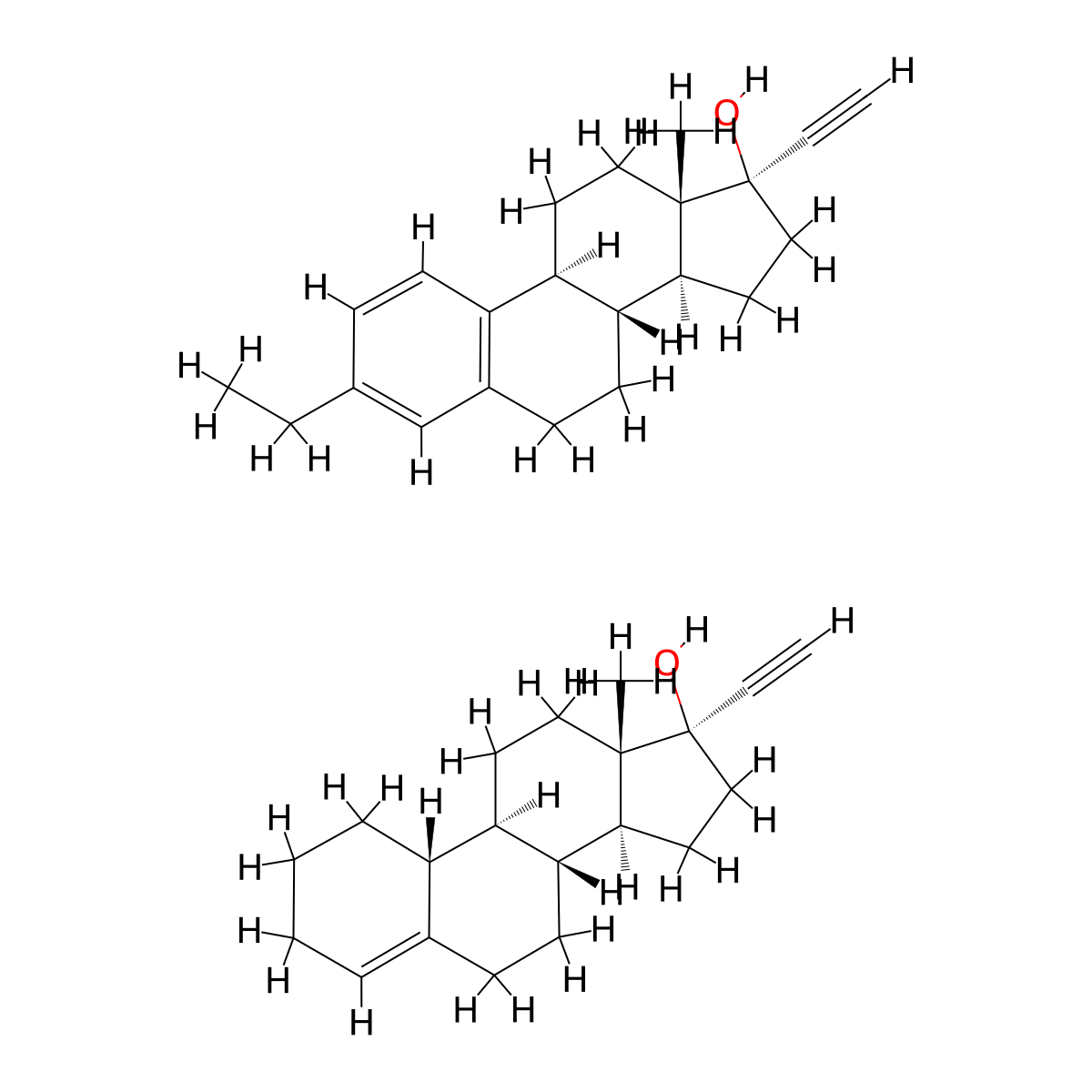 19-Norpregn-4-en-20-yn-17-ol--3-ethyl-19-norpregna-1,3,5(10)-trien-20-yn-17-ol (1/1) molecular structure, CAS 8015-14-3