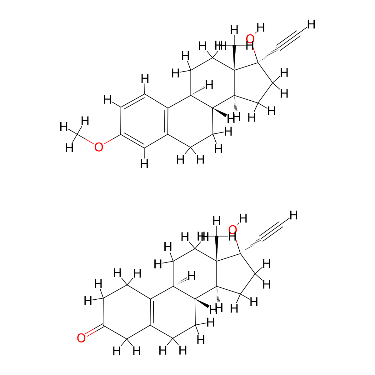 Mestranol; norethynodrel molecular structure, CAS 8015-30-3