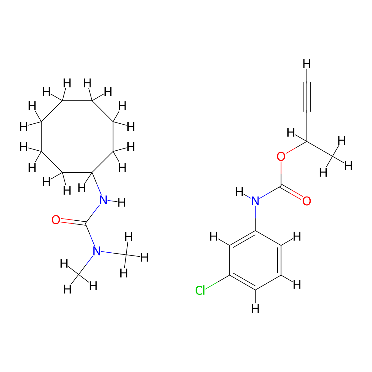 Carbamic acid, (3-chlorophenyl)-, 1-methyl-2-propynyl ester, mixt. with N'-cyclooctyl-N,N-dimethylurea molecular structure, CAS 8015-55-2