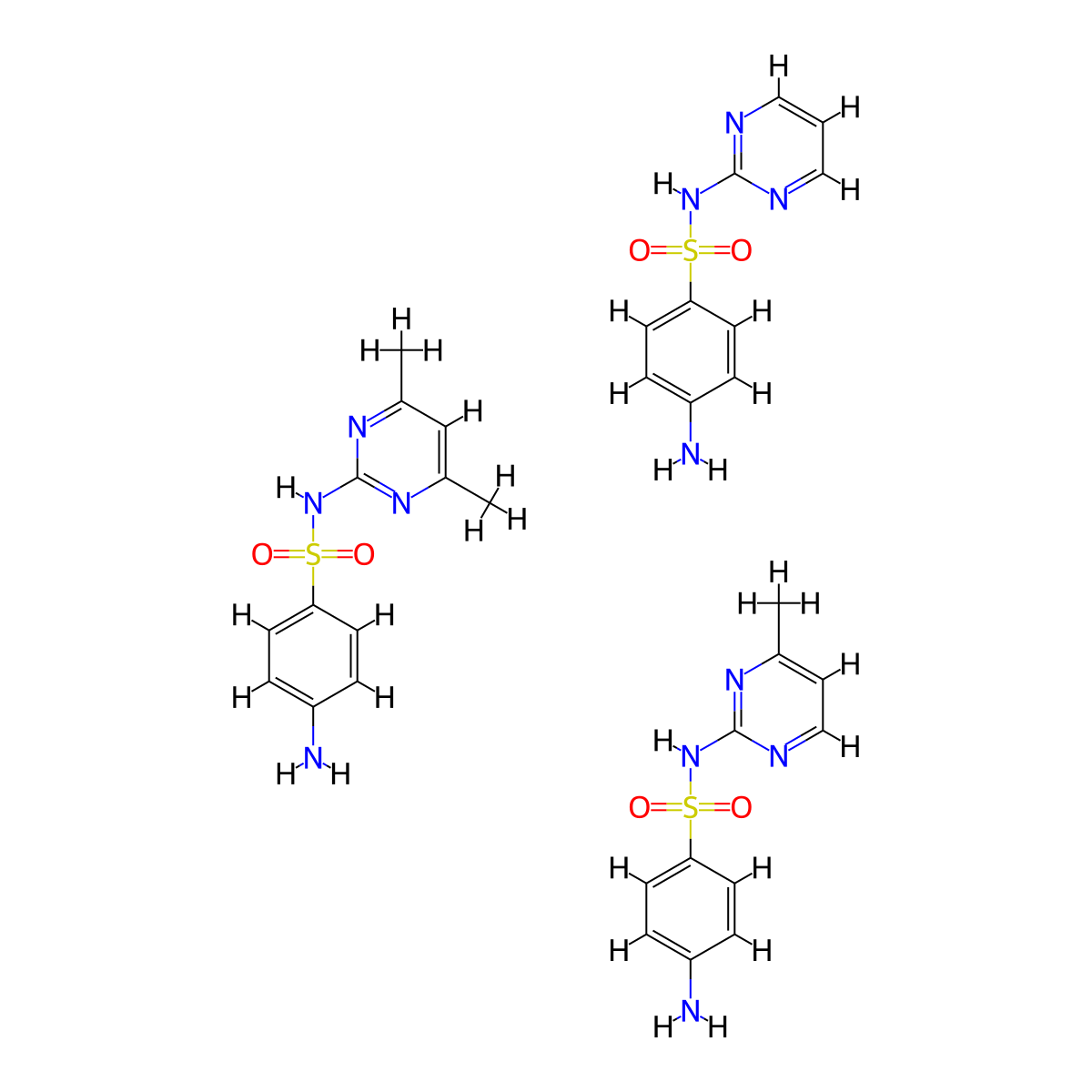 Benzenesulfonamide, 4-amino-N-(4,6-dimethyl-2-pyrimidinyl)-, mixt. with 4-amino-N-(4-methyl-2-pyrimidinyl)benzenesulfonamide and 4-amino-N-2-pyrimidinylbenzenesulfonamide molecular structure, CAS 8017-57-0