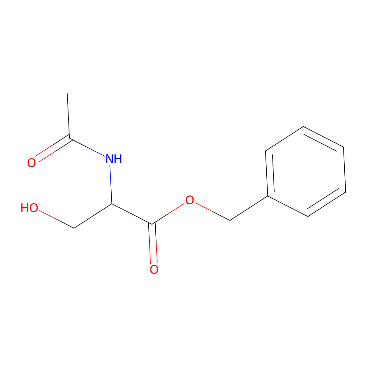 Benzyl (2S)-2-acetamido-3-hydroxypropanoate molecular structure, CAS 80174-61-4