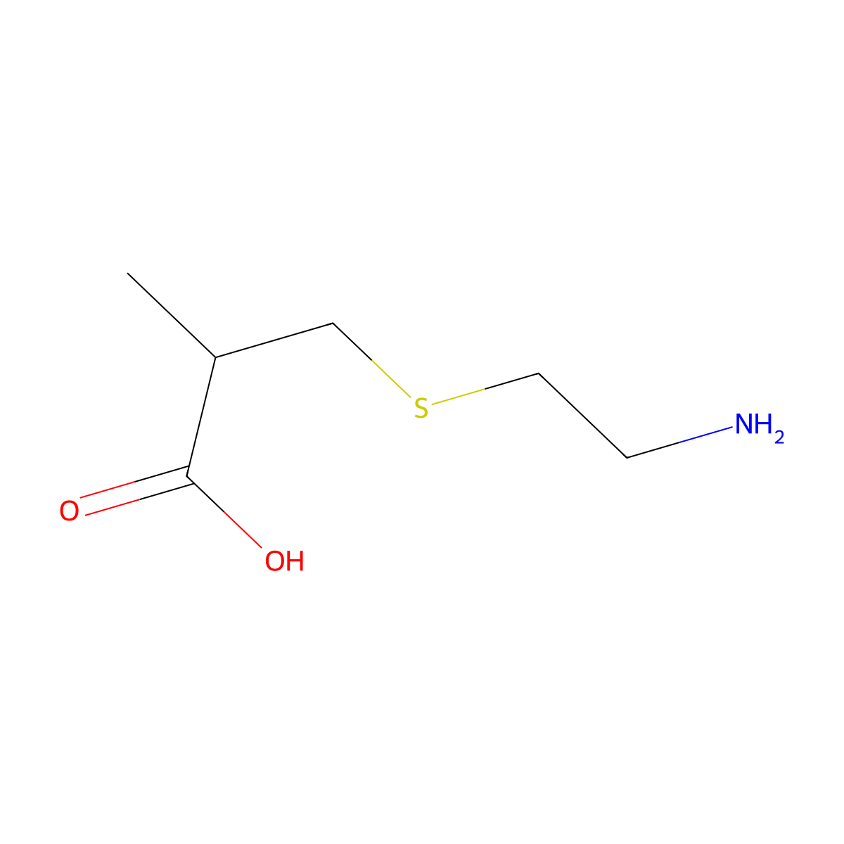3-((2-Aminoethyl)thio)-2-methylpropanoic acid molecular structure, CAS 80186-81-8