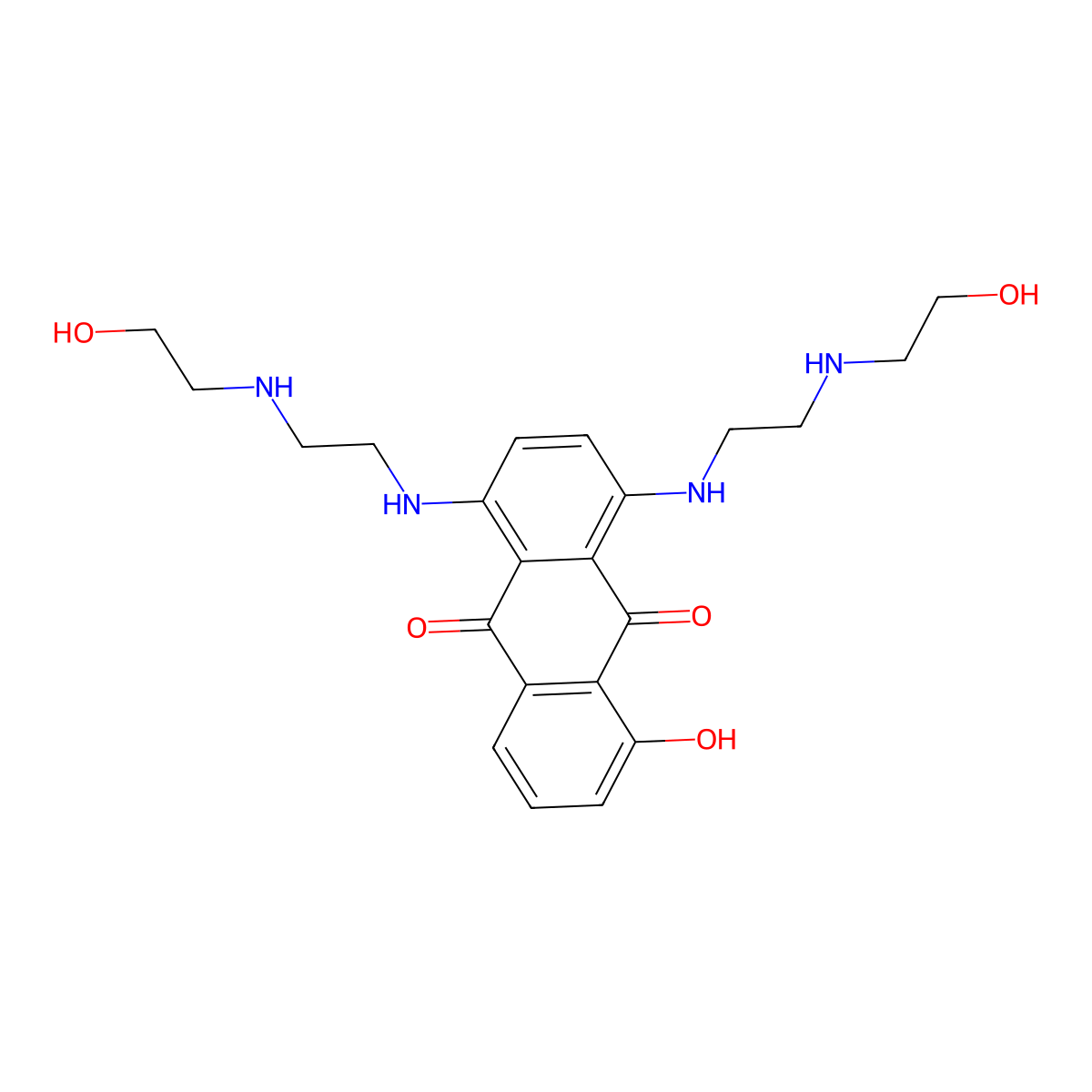 1-Hydroxy-5,8-bis(2-((2-hydroxyethyl)amino)ethylamino)-9,10-anthracenedione molecular structure, CAS 80189-44-2