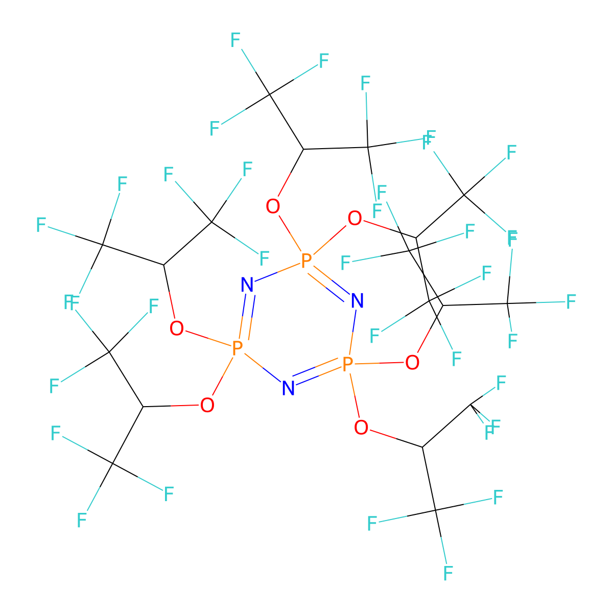 Hexakis(hexafluoroisopropoxy)phosphazene molecular structure, CAS 80192-24-1
