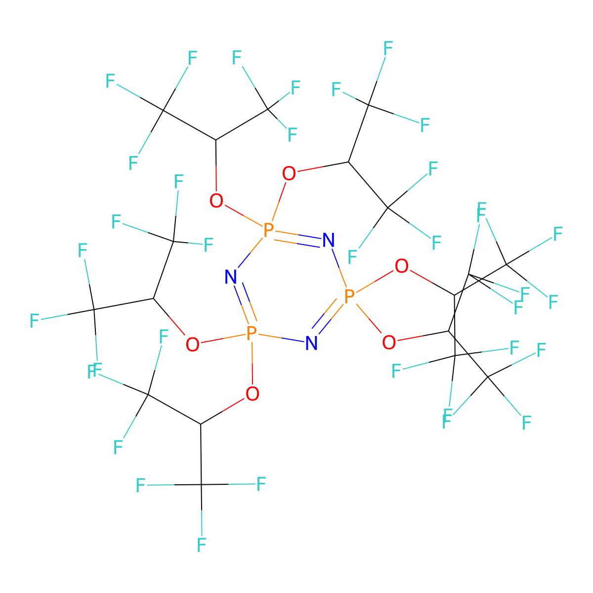 Hexakis(hexafluoroisopropoxy)phosphazene molecular structure, CAS 80192-24-1