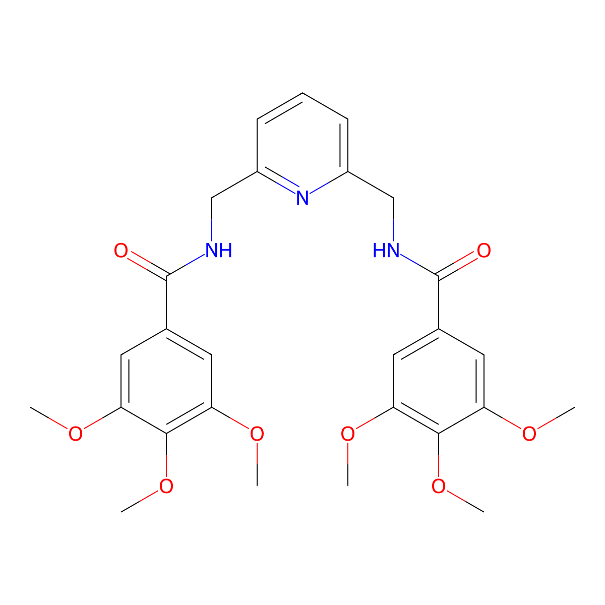 Benzamide, N,N'-((2,6-pyridylidene)dimethylene)bis(3,4,5-trimethoxy- molecular structure, CAS 80197-28-0
