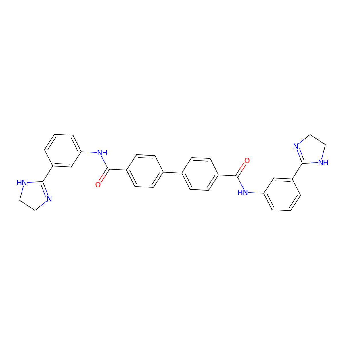 N,N'-Bis[3-(4,5-Dihydro-1h-Imidazol-2-Yl)phenyl]biphenyl-4,4'-Dicarboxamide molecular structure, CAS 801985-13-7