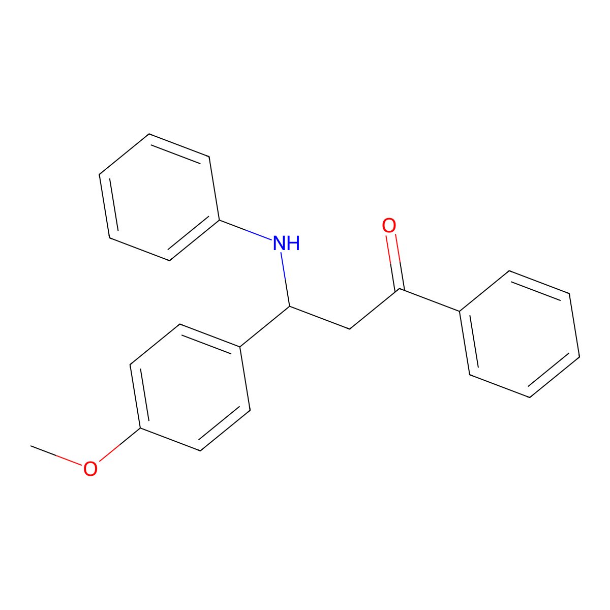 1-Propanone, 3-(4-methoxyphenyl)-1-phenyl-3-(phenylamino)- molecular structure, CAS 802-48-2