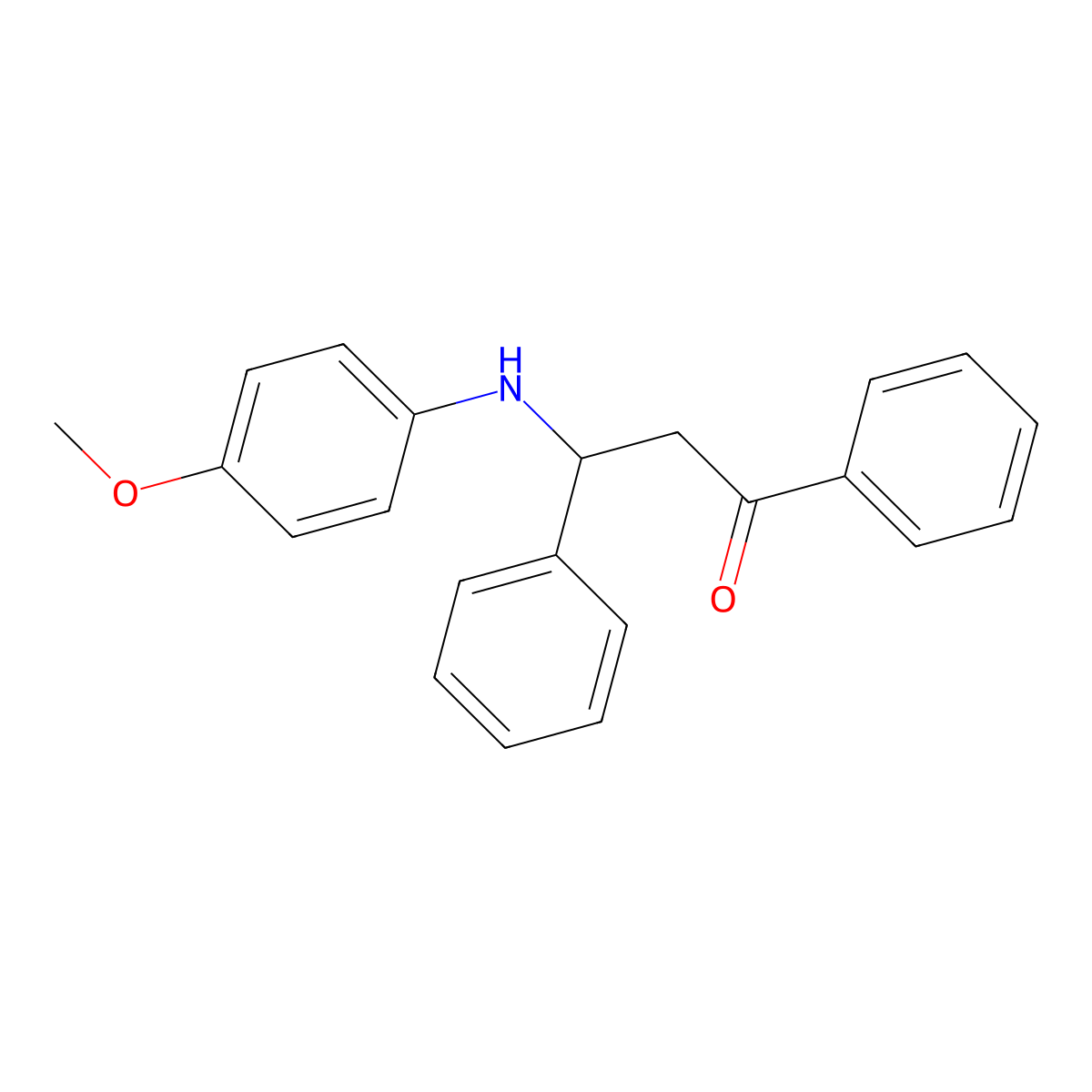 1-Propanone, 3-[(4-methoxyphenyl)amino]-1,3-diphenyl- molecular structure, CAS 802-49-3