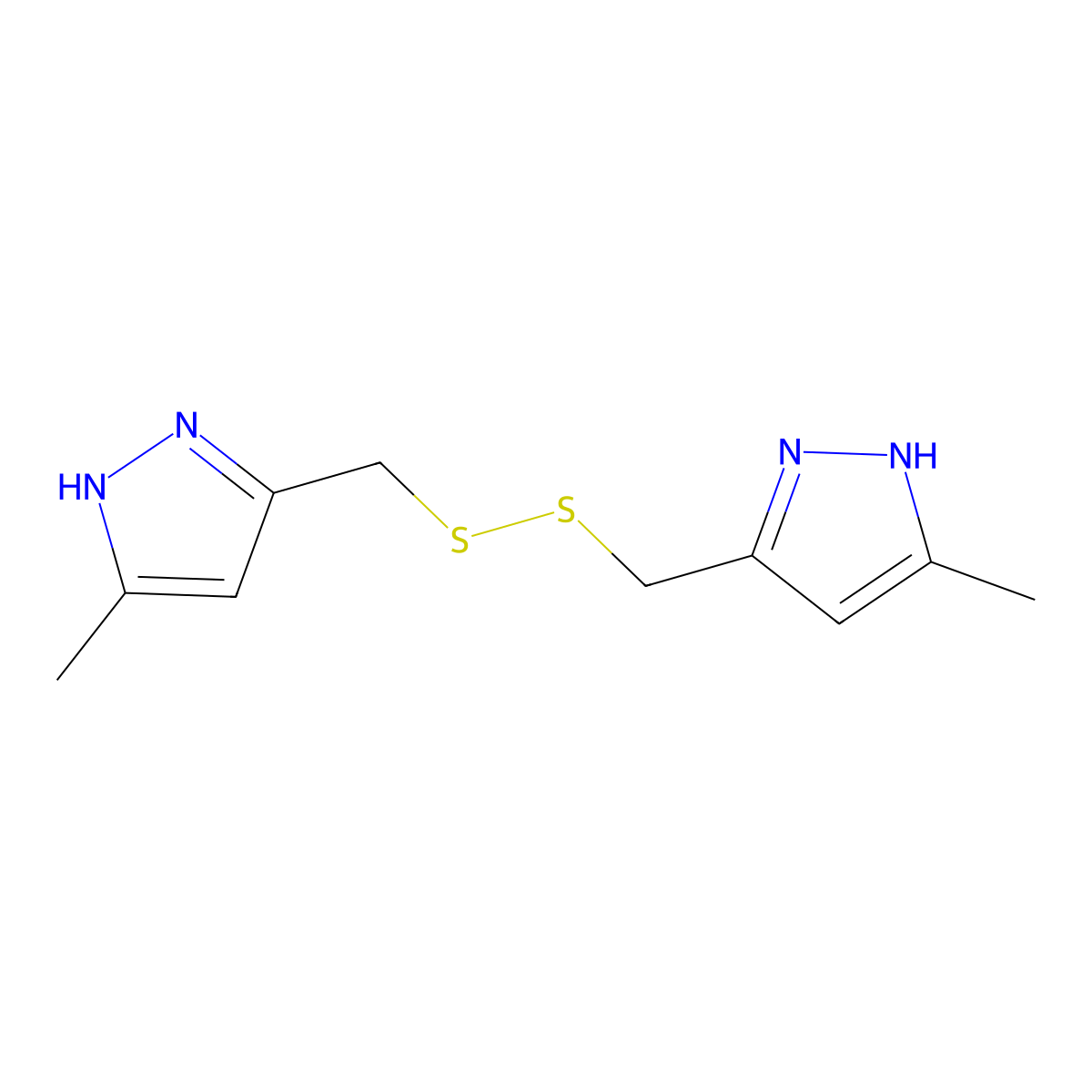 1,2-Bis((5-methyl-1H-pyrazol-3-yl)methyl)disulfane molecular structure, CAS 802007-38-1