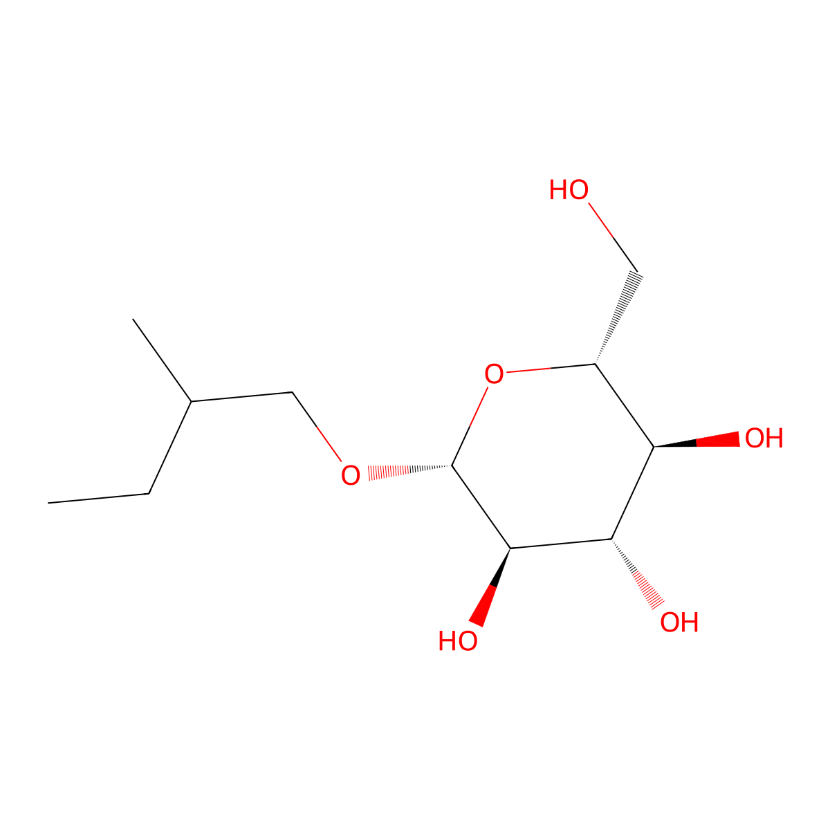 2-Methylbutyl beta-D-glucopyranoside molecular structure, CAS 80202-03-5