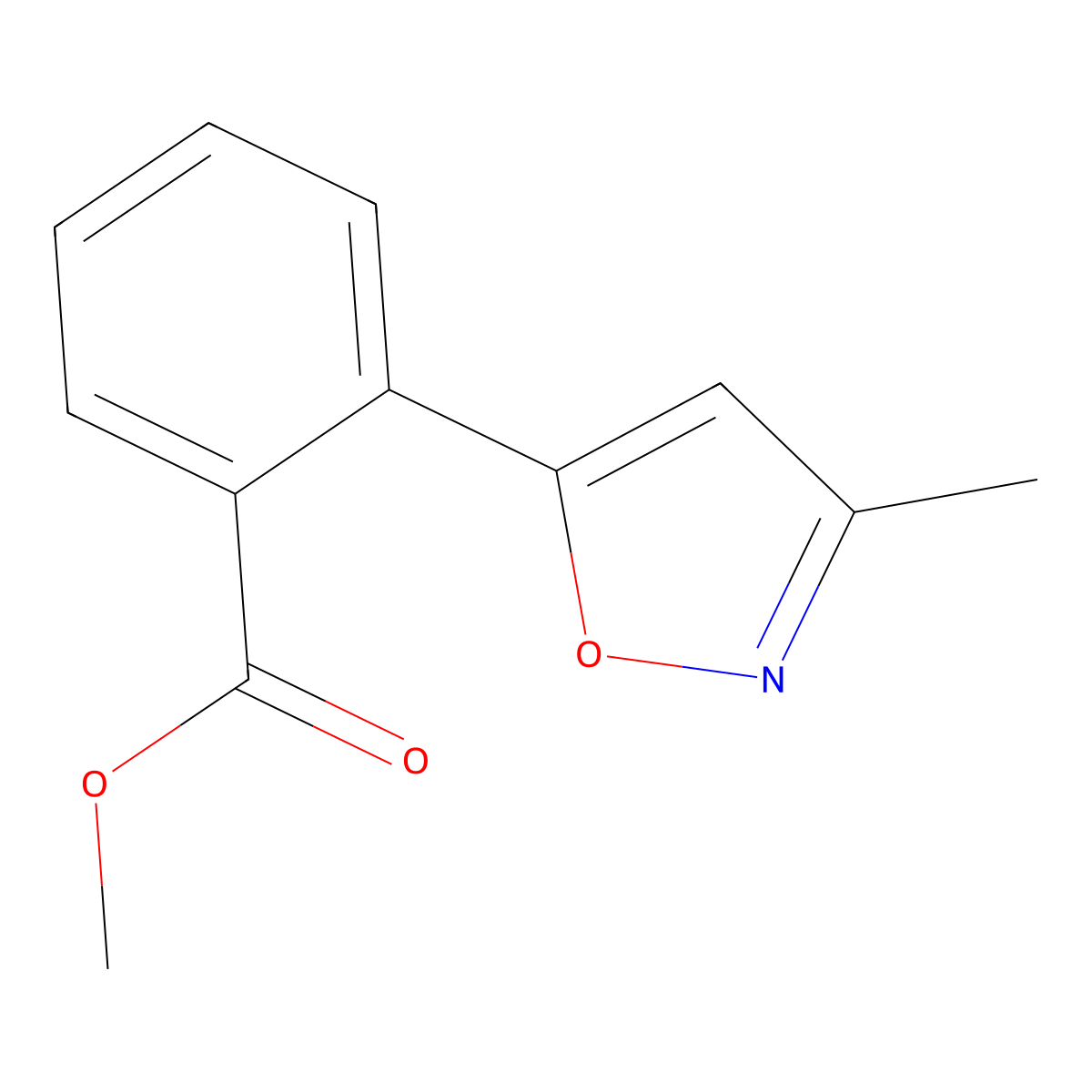 Methyl 2-(3-methyl-1,2-oxazol-5-yl)benzoate molecular structure, CAS 80202-38-6