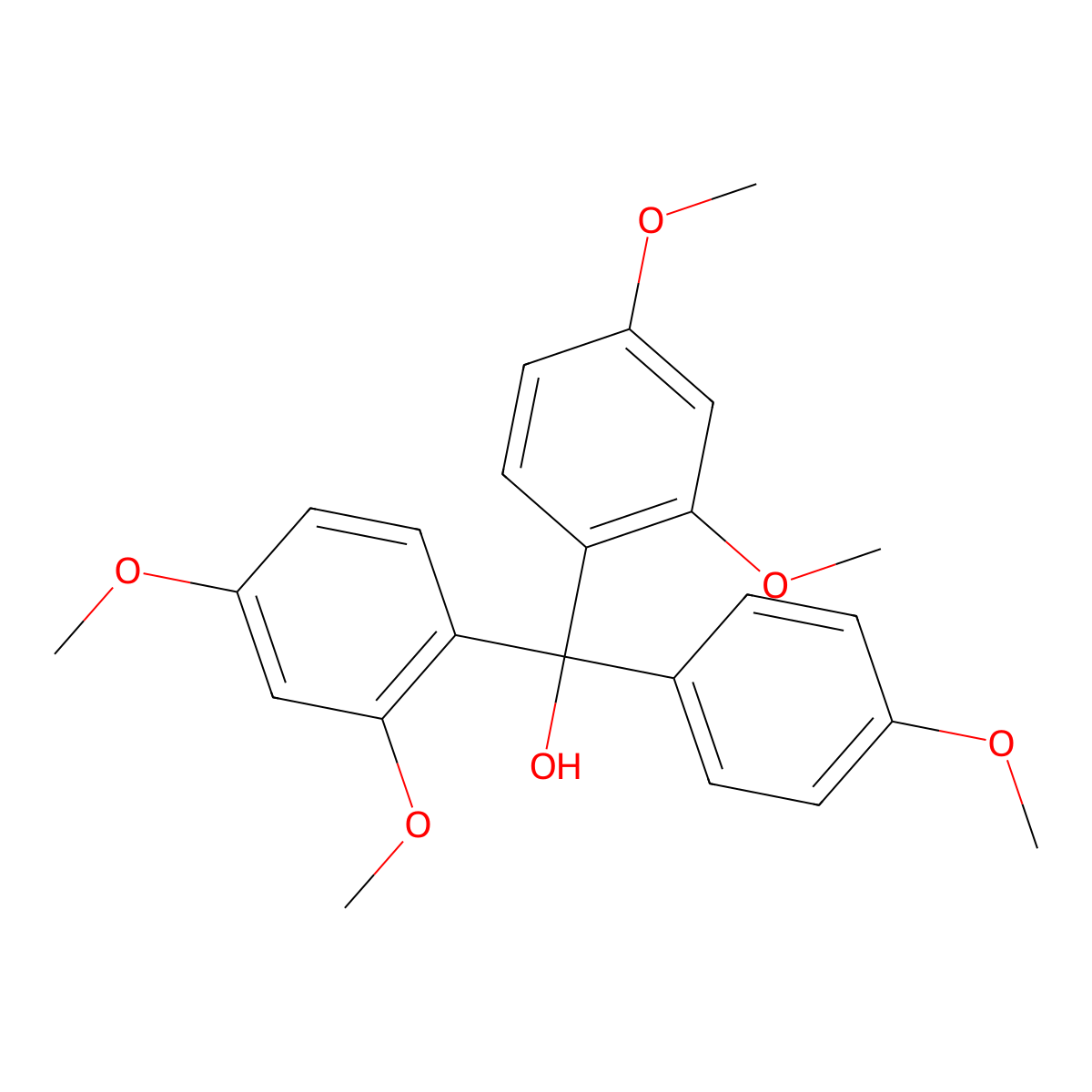 2,2'4,4',4''-Pentamethoxytriphenylmethanol molecular structure, CAS 80202-77-3