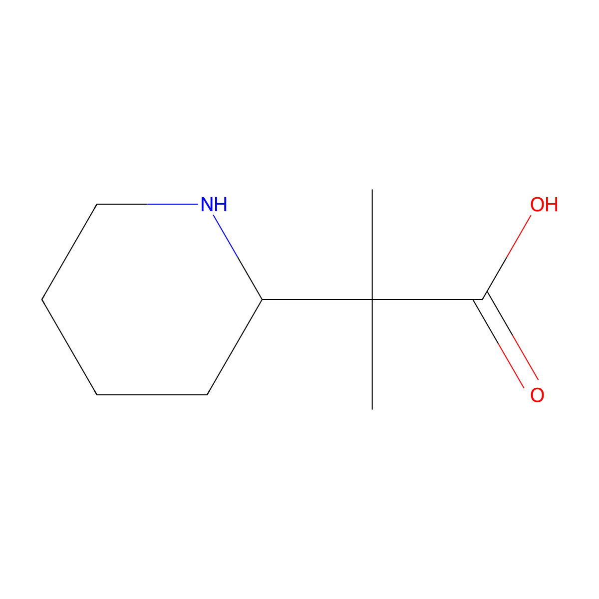 2-Methyl-2-(piperidin-2-yl)propanoic acid molecular structure, CAS 802024-97-1