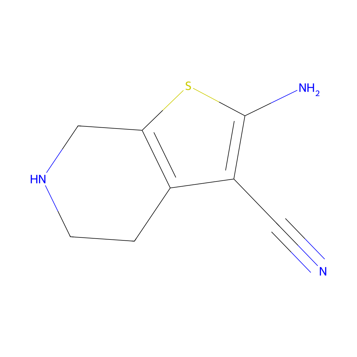 2-amino-4H,5H,6H,7H-thieno(2,3-c)pyridine-3-carbonitrile molecular structure, CAS 802025-35-0