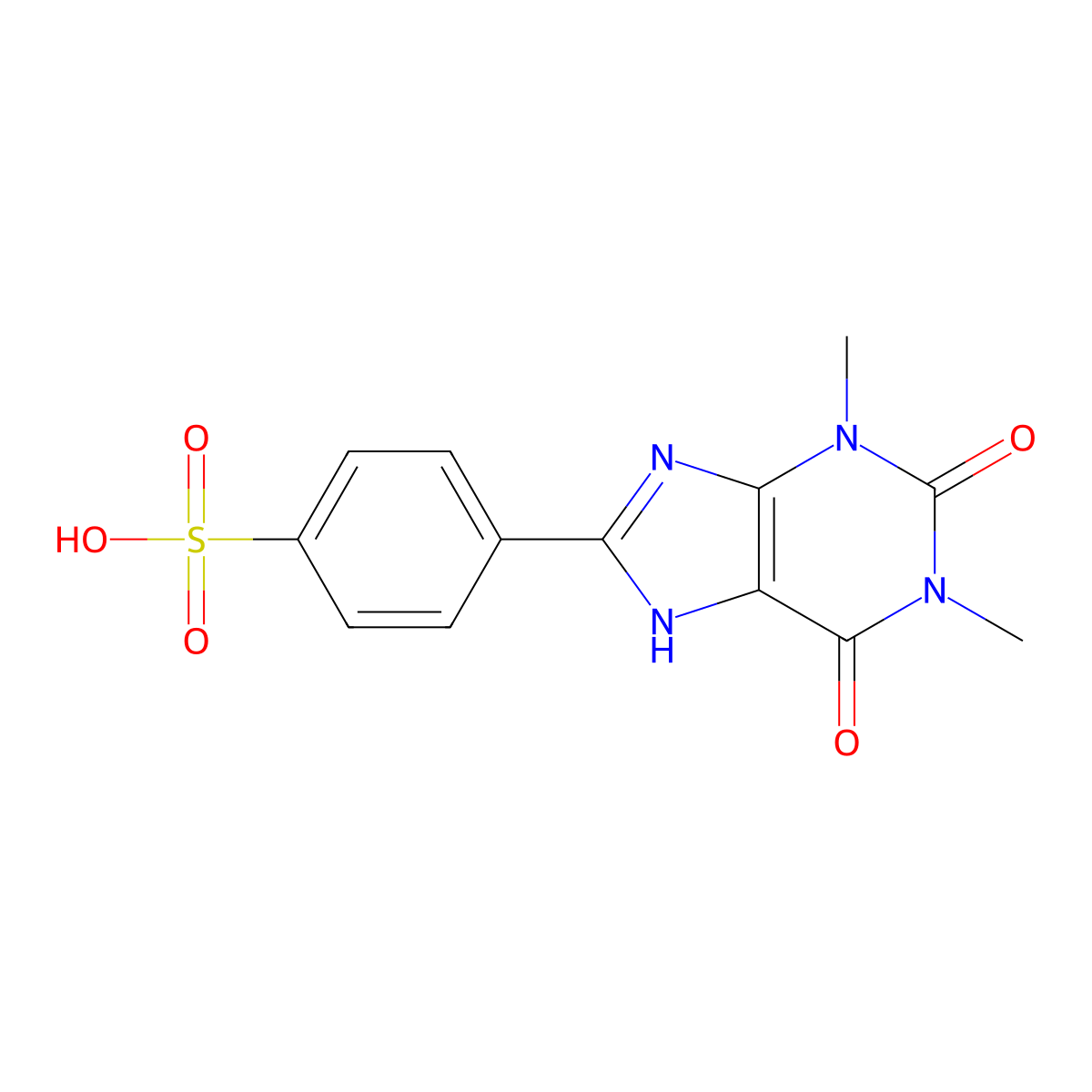 8-(p-Sulfophenyl)theophylline molecular structure, CAS 80206-91-3