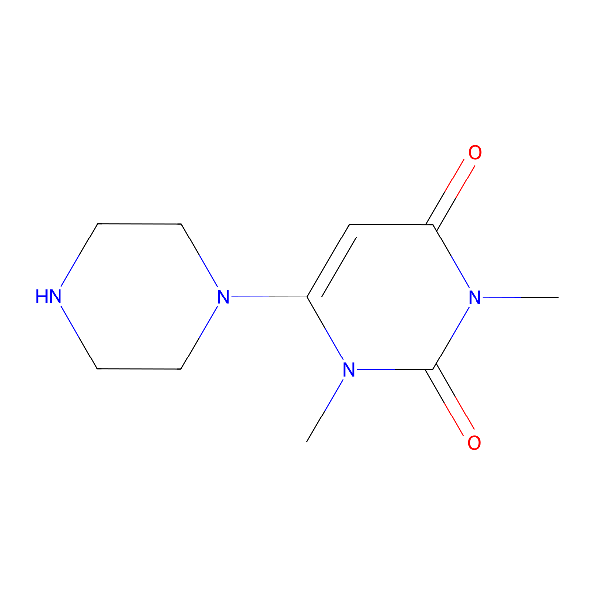 1,3-Dimethyl-6-(piperazin-1-yl)pyrimidine-2,4(1H,3H)-dione molecular structure, CAS 80210-72-6