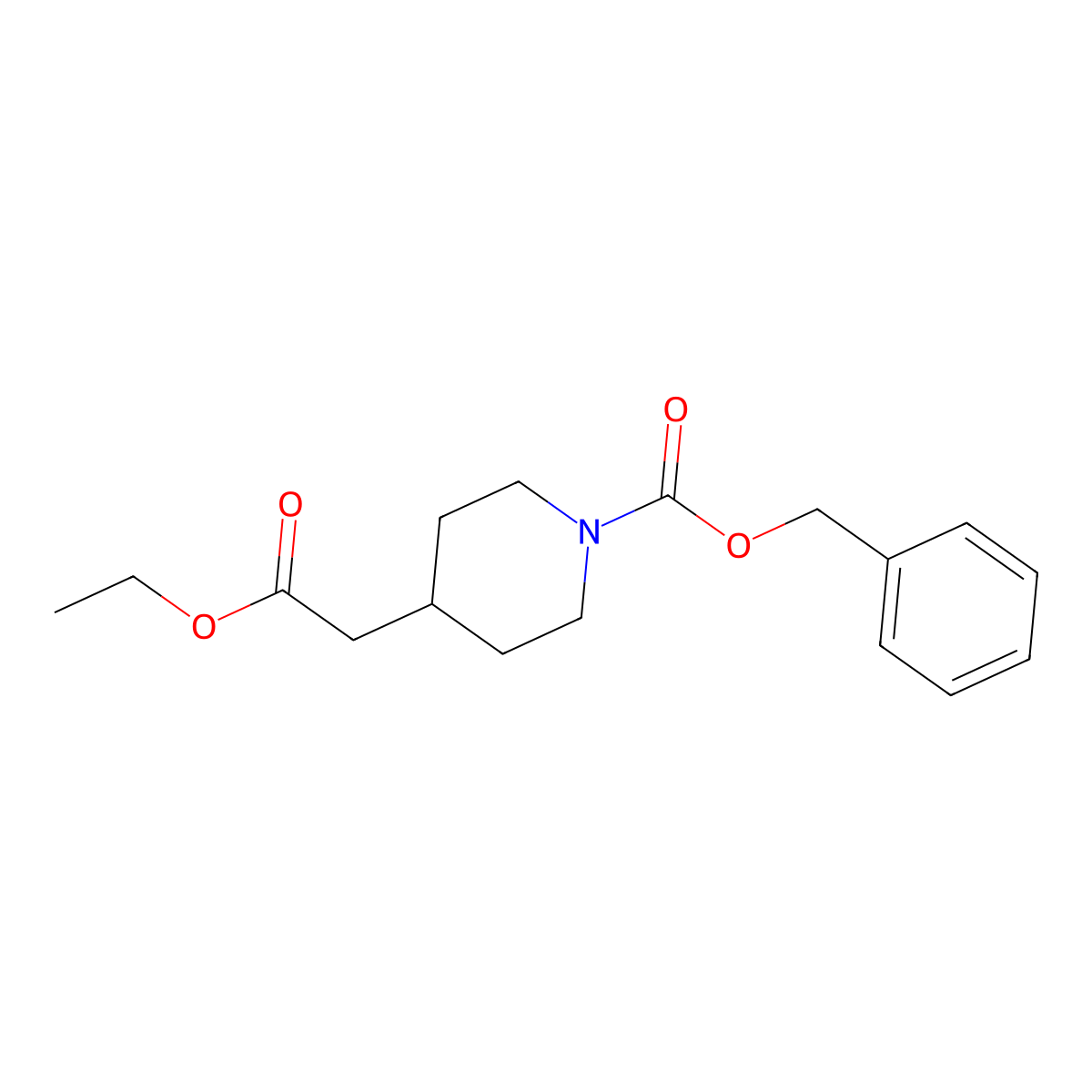 Benzyl 4-(2-ethoxy-2-oxoethyl)piperidine-1-carboxylate molecular structure, CAS 80221-26-7