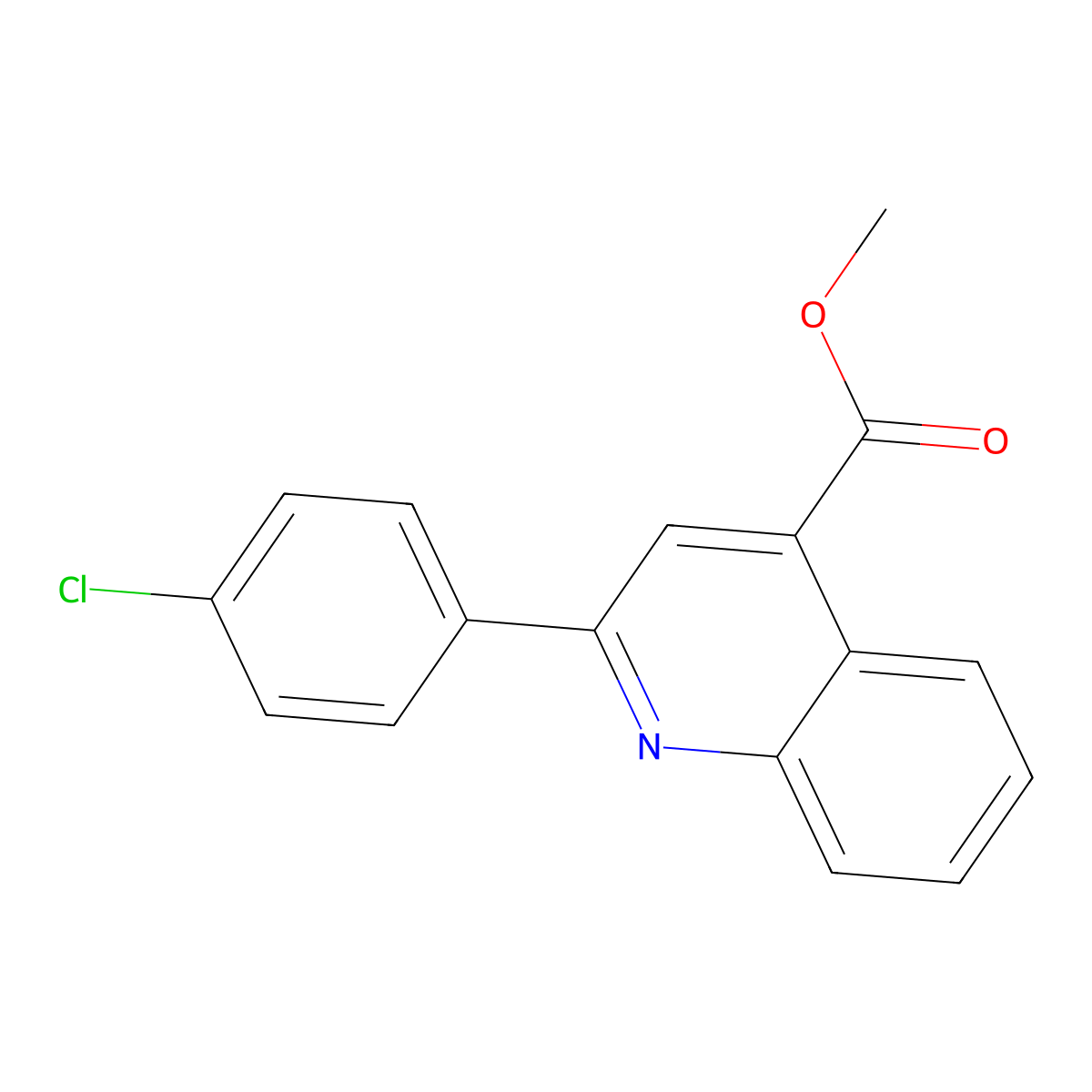 Methyl 2-(4-chlorophenyl)quinoline-4-carboxylate molecular structure, CAS 80221-37-0