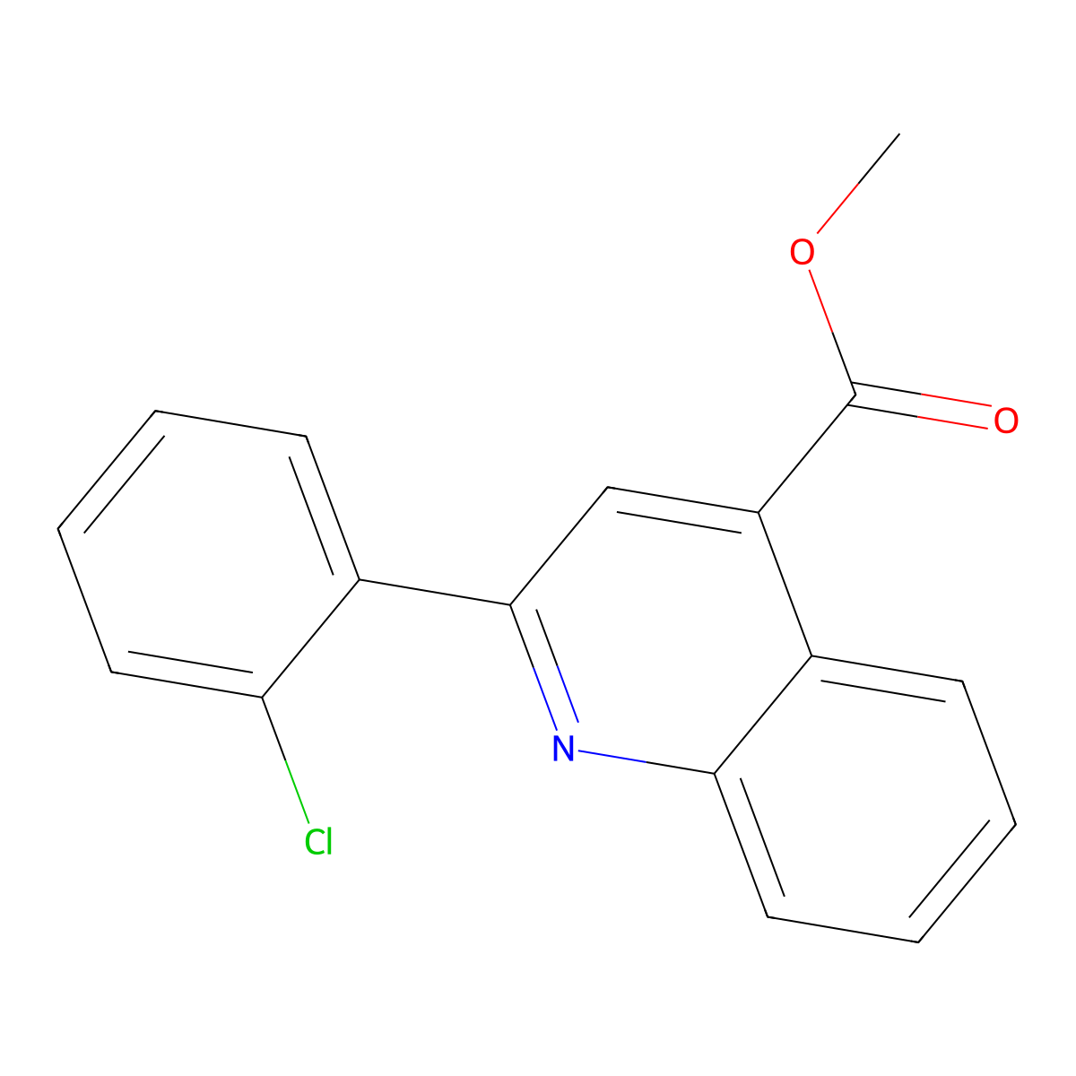 Methyl 2-(2-chlorophenyl)quinoline-4-carboxylate molecular structure, CAS 80221-81-4