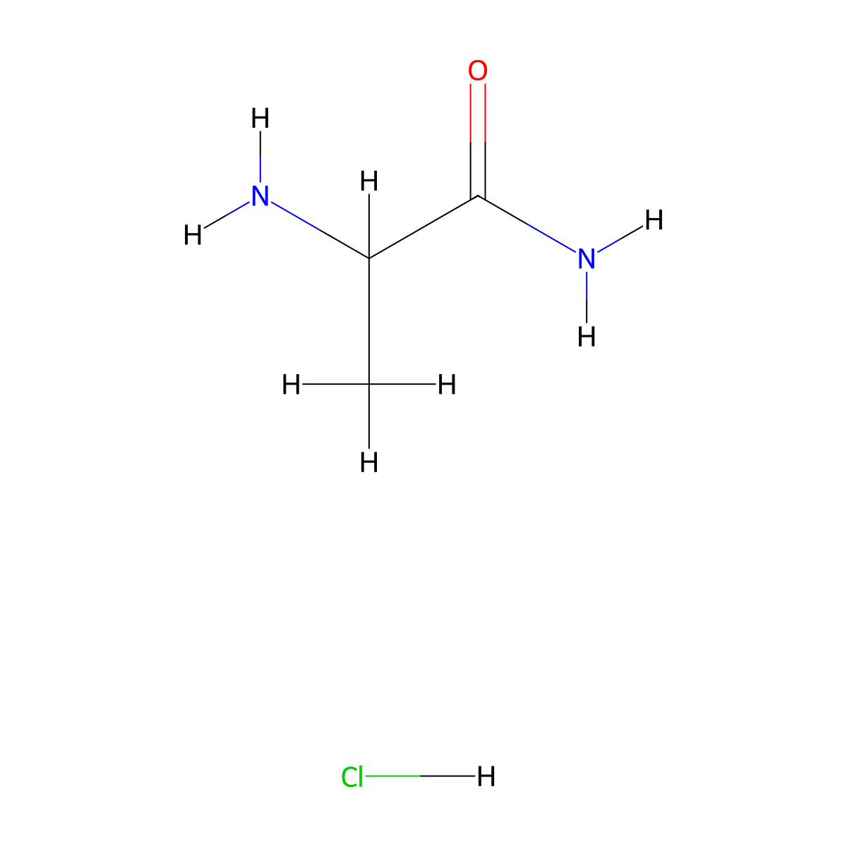 2-Aminopropanamide hydrochloride molecular structure, CAS 80222-96-4