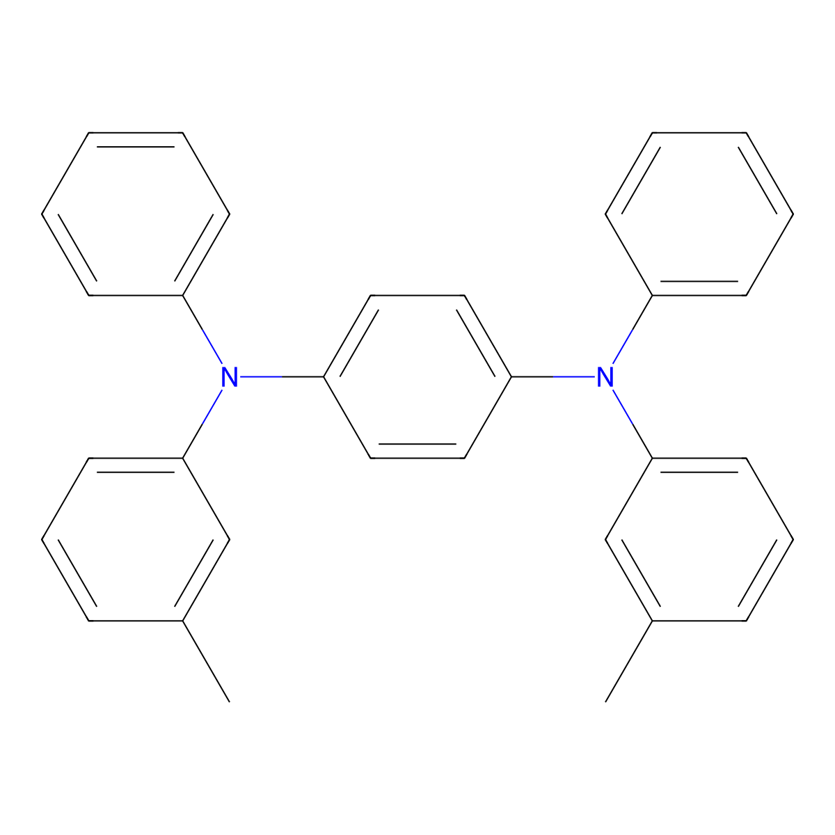 N,N'-Diphenyl-N,N'-di(m-tolyl)-1,4-phenylenediamine molecular structure, CAS 80223-29-6
