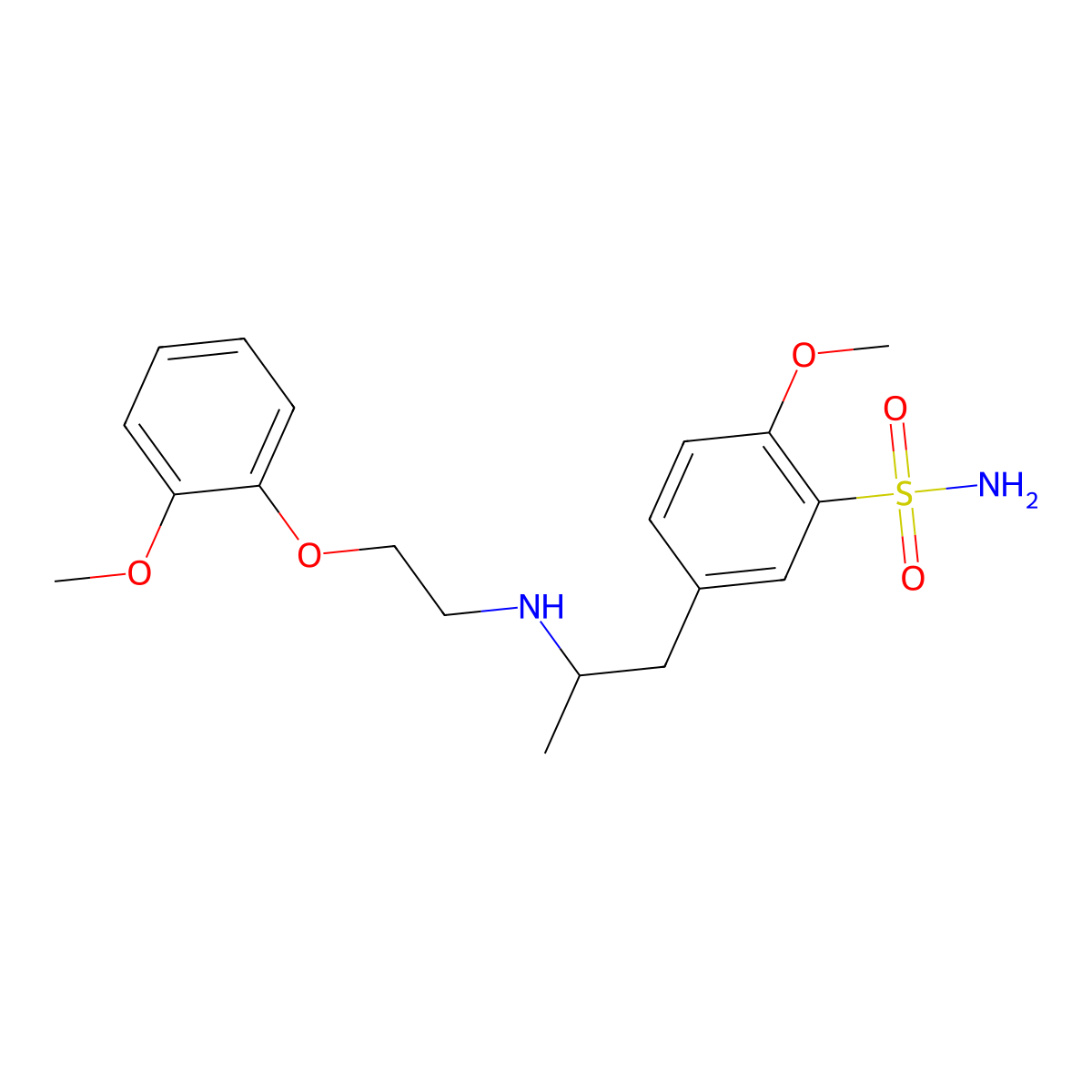 2-Methoxy-5-{(2R)-2-{[2-(2-methoxyphenoxy)ethyl]amino}propyl}benzenesulfonamide molecular structure, CAS 80223-96-7