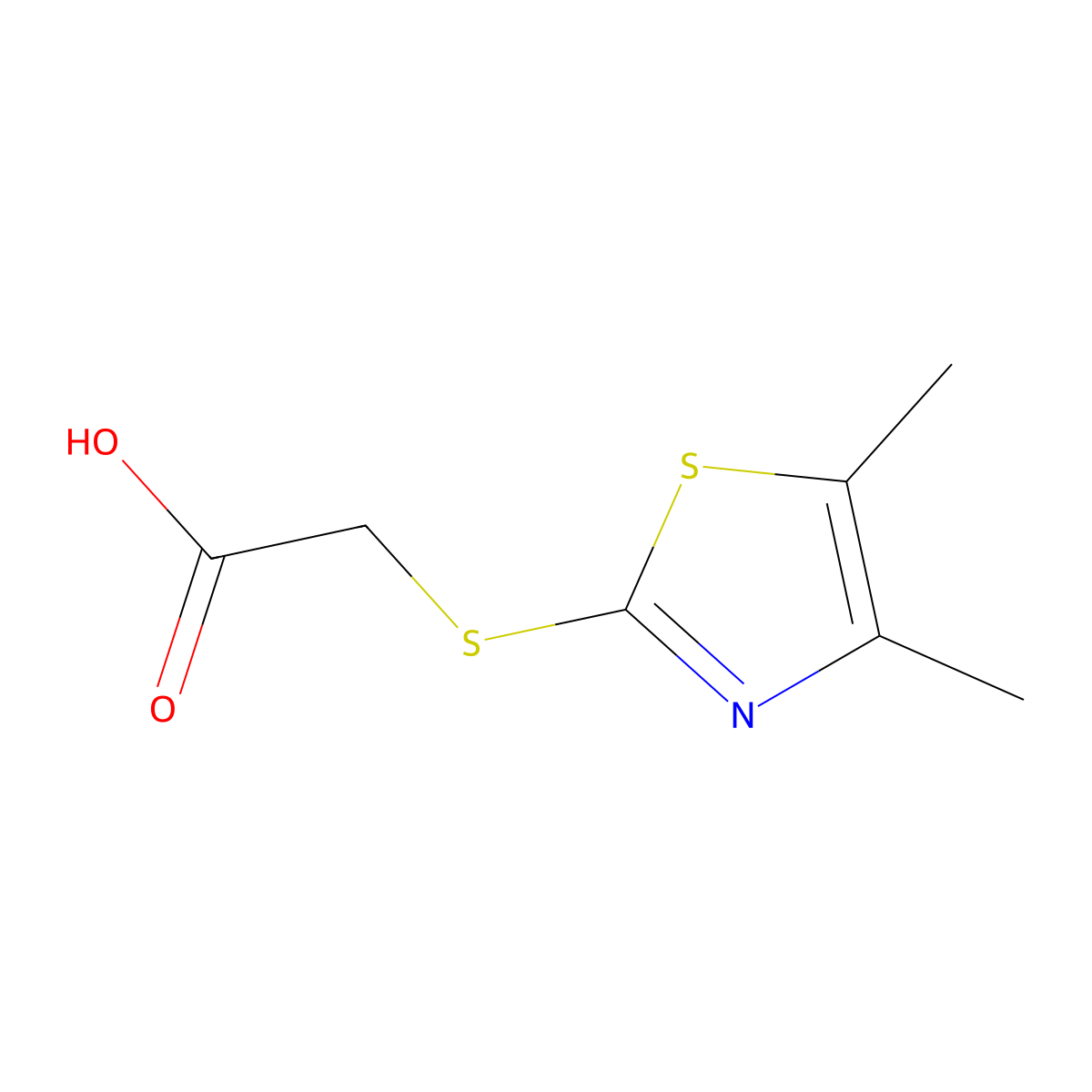 2-((4,5-Dimethylthiazol-2-yl)thio)acetic acid molecular structure, CAS 802274-42-6