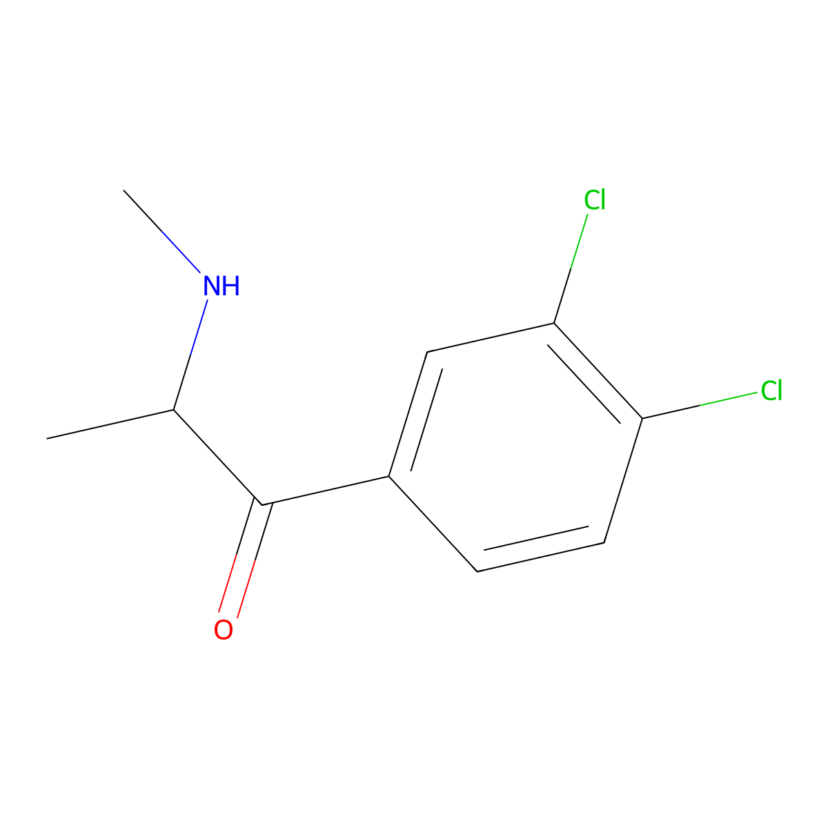 1-(3,4-Dichlorophenyl)-2-(methylamino)-1-propanone molecular structure, CAS 802281-39-6