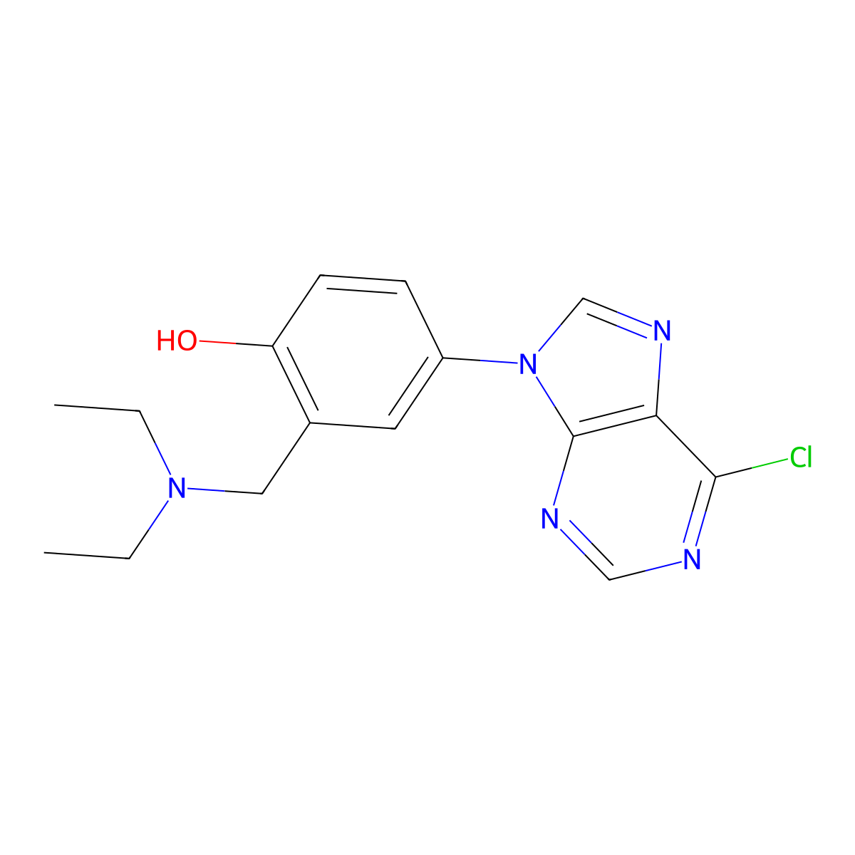 4-(6-chloro-9H-purin-9-yl)-2-[(diethylamino)methyl]phenol molecular structure, CAS 802296-78-2