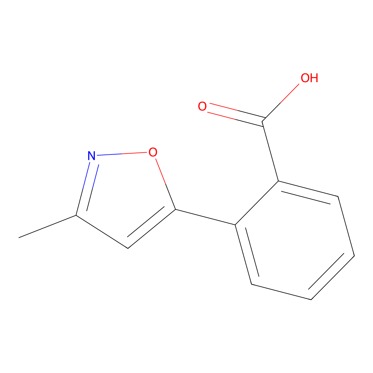 2-(3-Methyl-1,2-oxazol-5-yl)benzoic acid molecular structure, CAS 80238-83-1