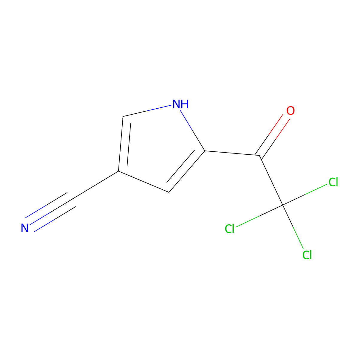 5-(trichloroacetyl)-1H-pyrrole-3-carbonitrile molecular structure, CAS 80242-23-5