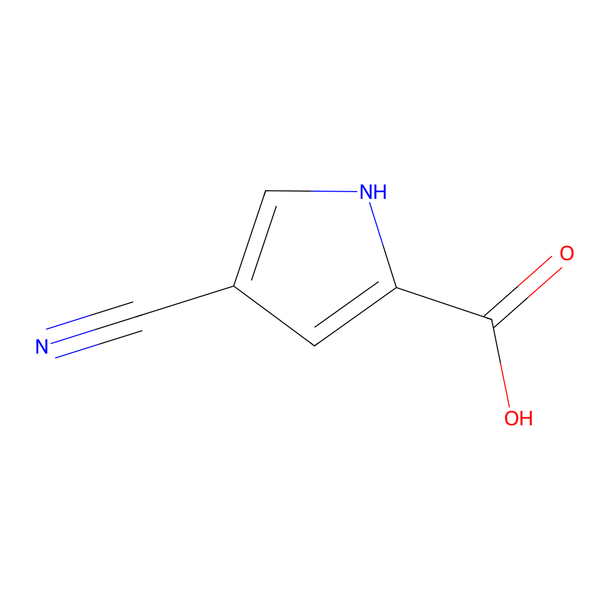 4-cyano-1H-pyrrole-2-carboxylic acid molecular structure, CAS 80242-24-6