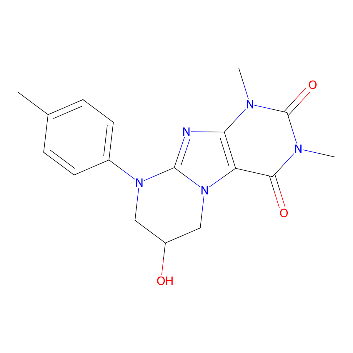 7-hydroxy-1,3-dimethyl-9-(4-methylphenyl)-7,8-dihydro-6H-purino[7,8-a]pyrimidine-2,4-dione molecular structure, CAS 80248-90-4