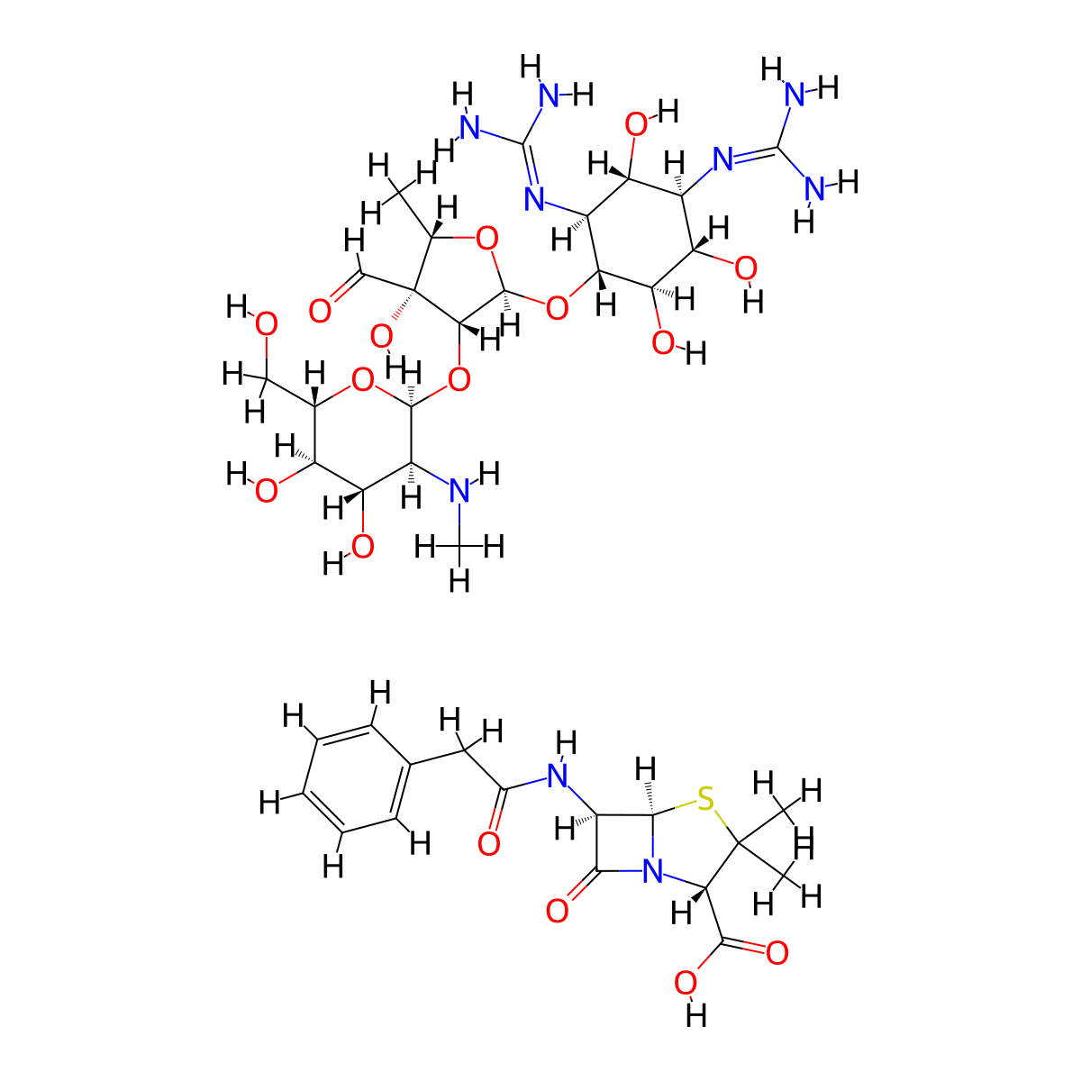 Penicillin-streptomycin mixt. molecular structure, CAS 8025-06-7