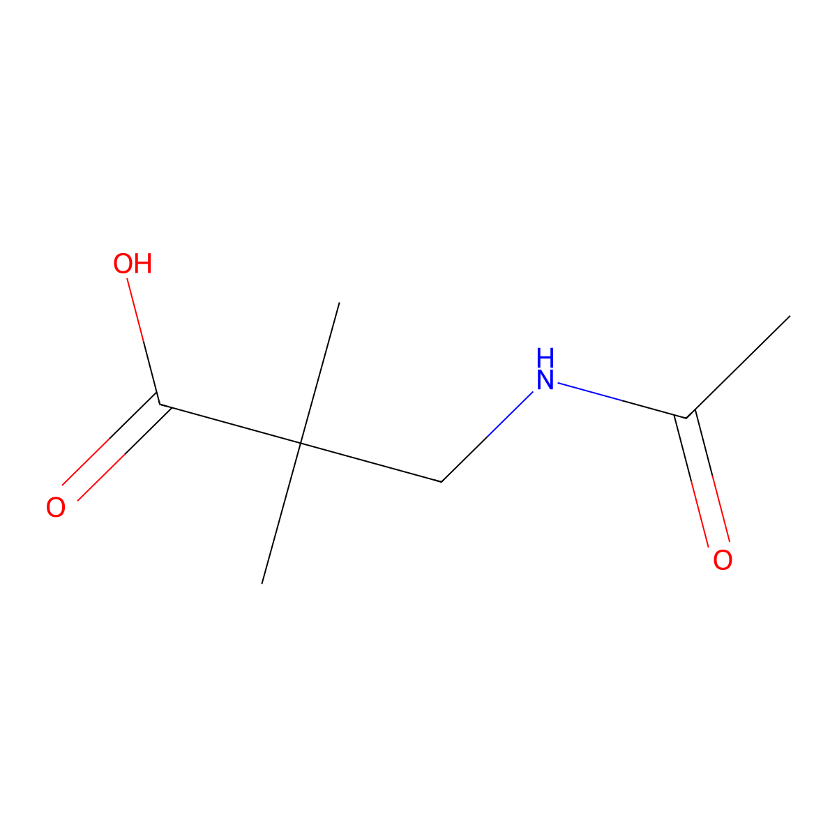 3-Acetamido-2,2-dimethylpropanoic acid molecular structure, CAS 80253-47-0