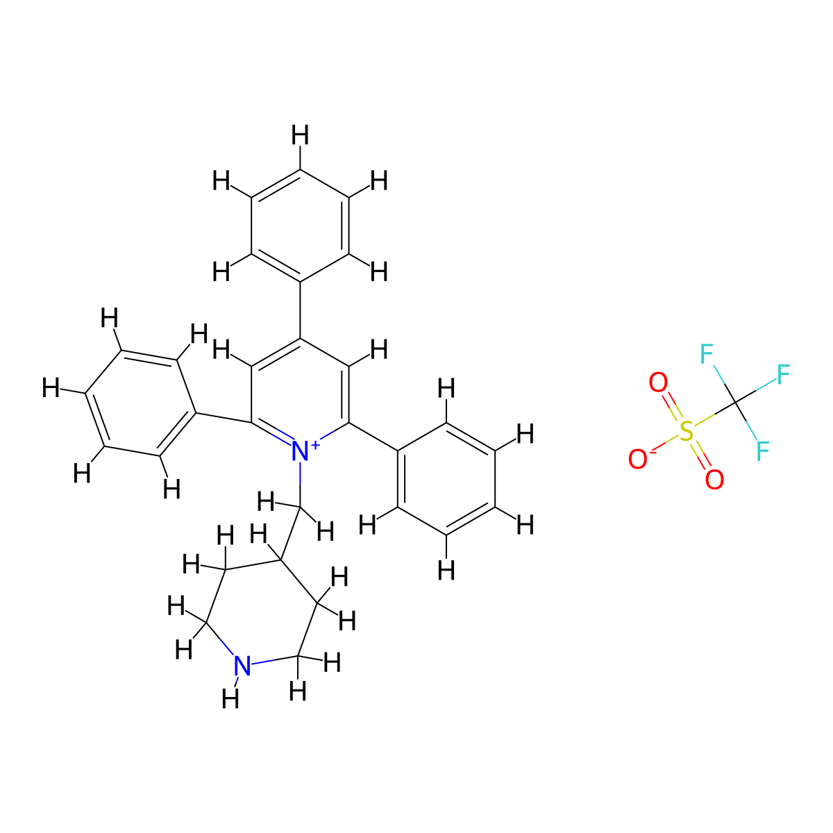 2,4,6-Triphenyl-1-(piperidin-4-ylmethyl)pyridin-1-ium trifluoromethanesulfonate molecular structure, CAS 80254-14-4