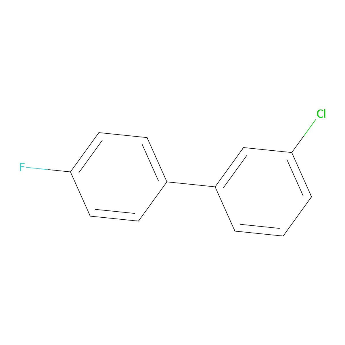 1,1'-Biphenyl, 3-chloro-4'-fluoro- molecular structure, CAS 80254-79-1