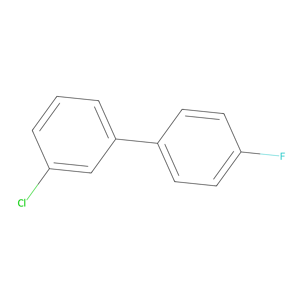 1,1'-Biphenyl, 3-chloro-4'-fluoro- molecular structure, CAS 80254-79-1