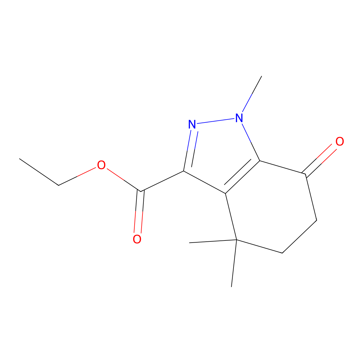 Ethyl 1,4,4-trimethyl-7-oxo-4,5,6,7-tetrahydro-1H-indazole-3-carboxylate molecular structure, CAS 802541-48-6