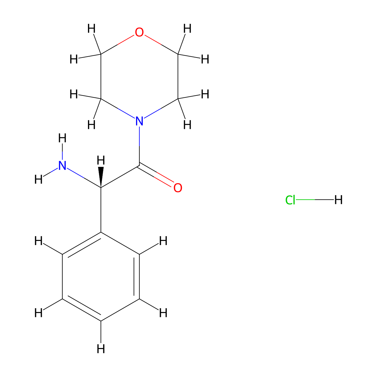 (1S)-2-morpholin-4-yl-2-oxo-1-phenylethylamine hydrochloride molecular structure, CAS 802541-92-0