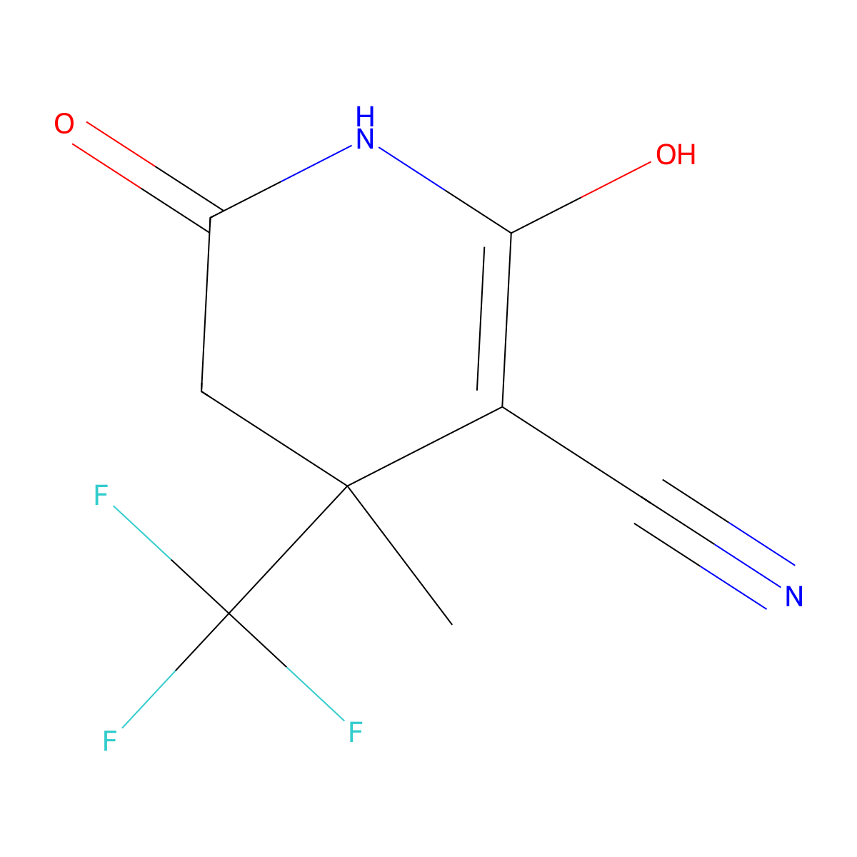 2-Hydroxy-4-methyl-6-oxo-4-(trifluoromethyl)-1,4,5,6-tetrahydropyridine-3-carbonitrile molecular structure, CAS 802565-31-7
