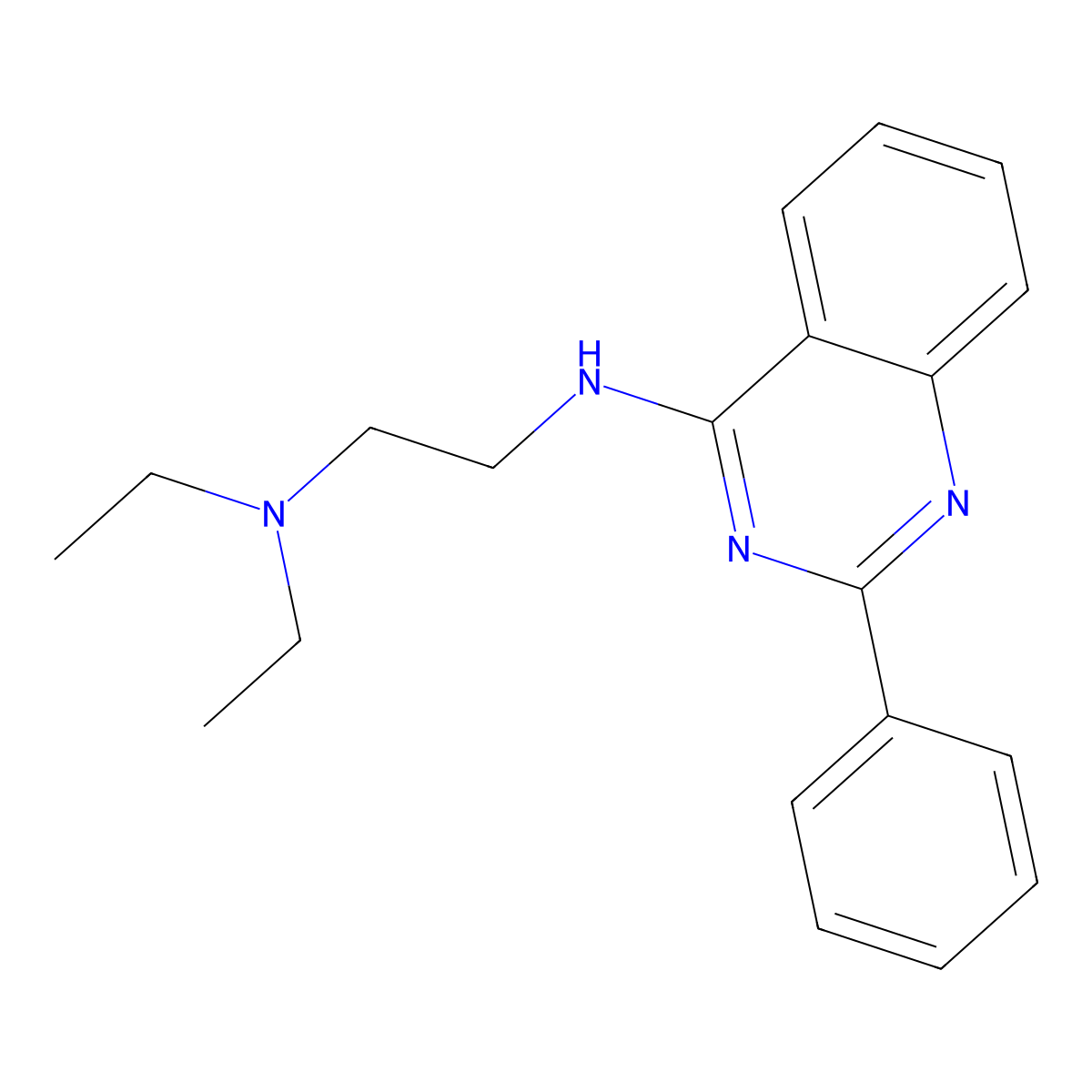 N(1),N(1)-Diethyl-N(2)-(2-phenyl-4-quinazolinyl)-1,2-ethanediamine molecular structure, CAS 802577-51-1