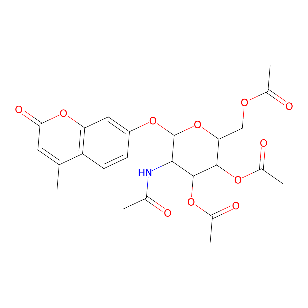 4-Methylumbelliferyl 2-acetamido-3,4,6-tri-O-acetyl-2-deoxy-a-D-glucopyranoside molecular structure, CAS 80265-03-8