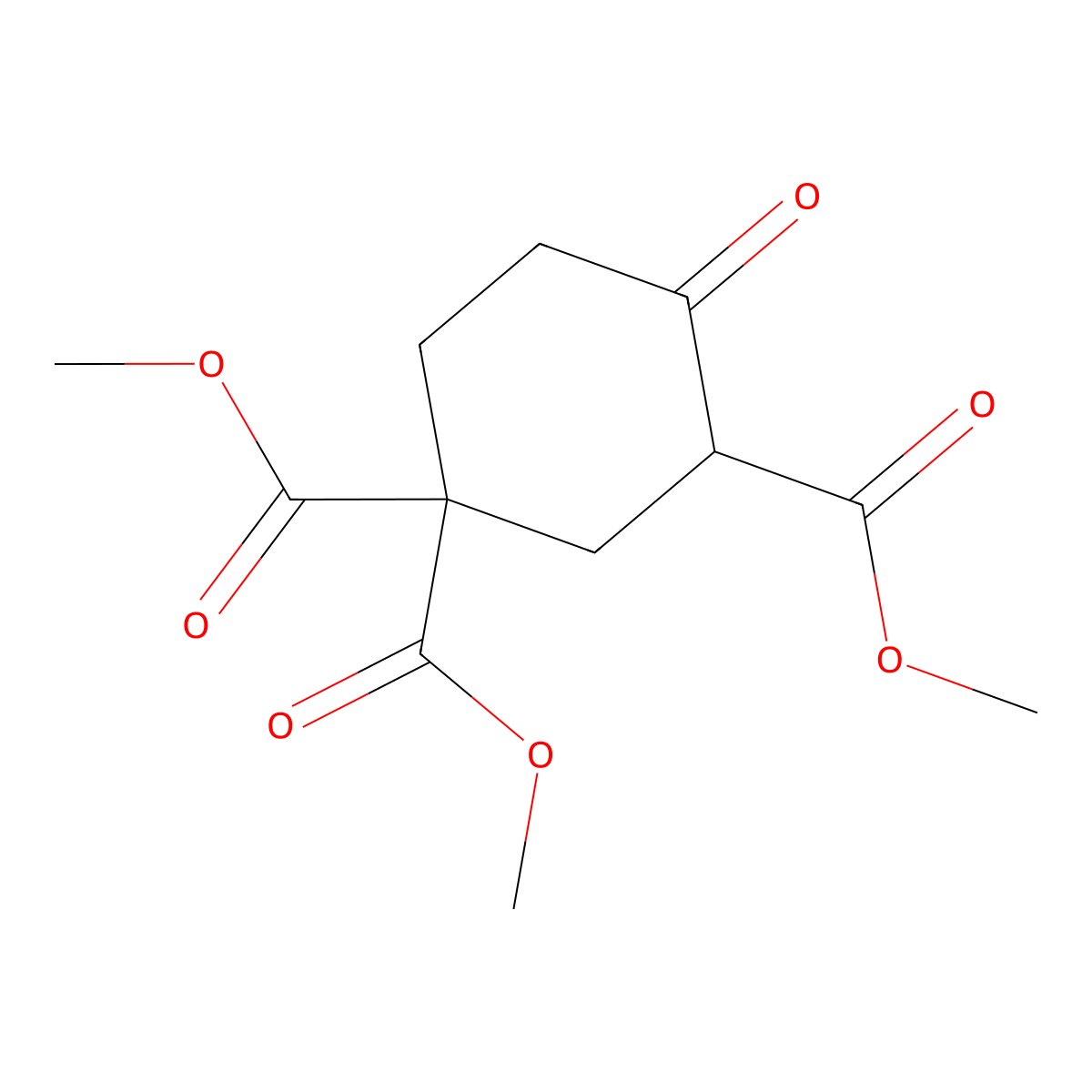Trimethyl 4-oxocyclohexane-1,1,3-tricarboxylate molecular structure, CAS 80269-67-6
