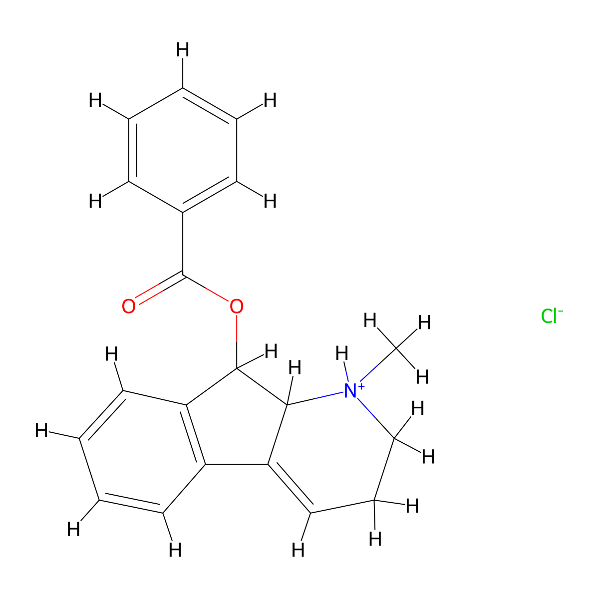 1H-Indeno(2,1-b)pyridin-9-ol, 2,3,9,9a-tetrahydro-1-methyl-, benzoate (ester), monohydrochloride molecular structure, CAS 80276-07-9