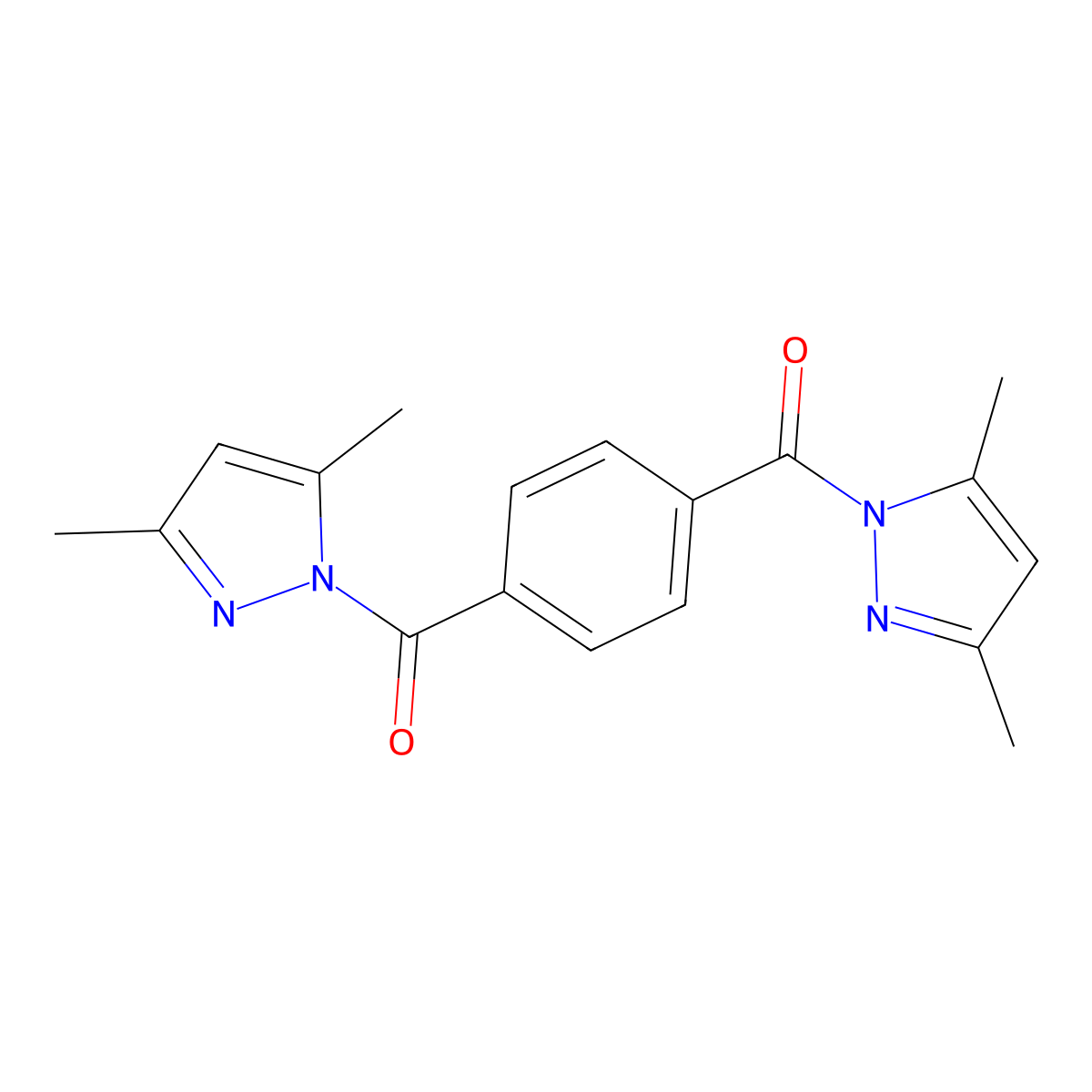 [4-(3,5-Dimethylpyrazole-1-carbonyl)phenyl]-(3,5-dimethylpyrazol-1-yl)methanone molecular structure, CAS 80277-75-4