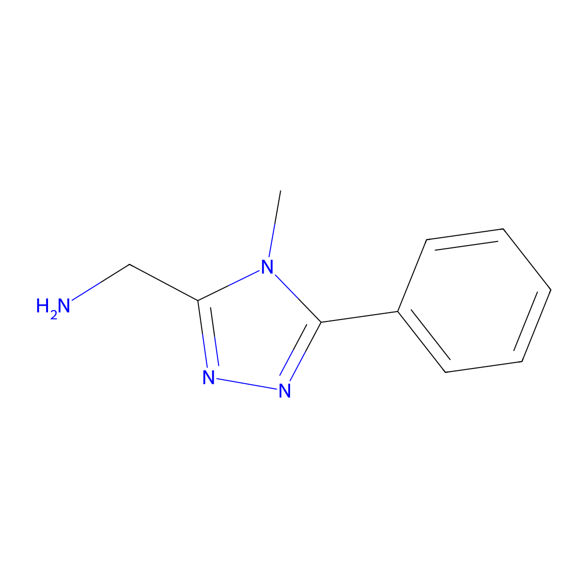 1-(4-methyl-5-phenyl-4H-1,2,4-triazol-3-yl)methanamine molecular structure, CAS 802823-77-4